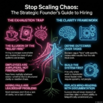 Infographic explaining why founders hire the wrong way and how leadership clarity, repeatable systems, and defined outcomes lead to better hiring decisions. hiring systems for small business